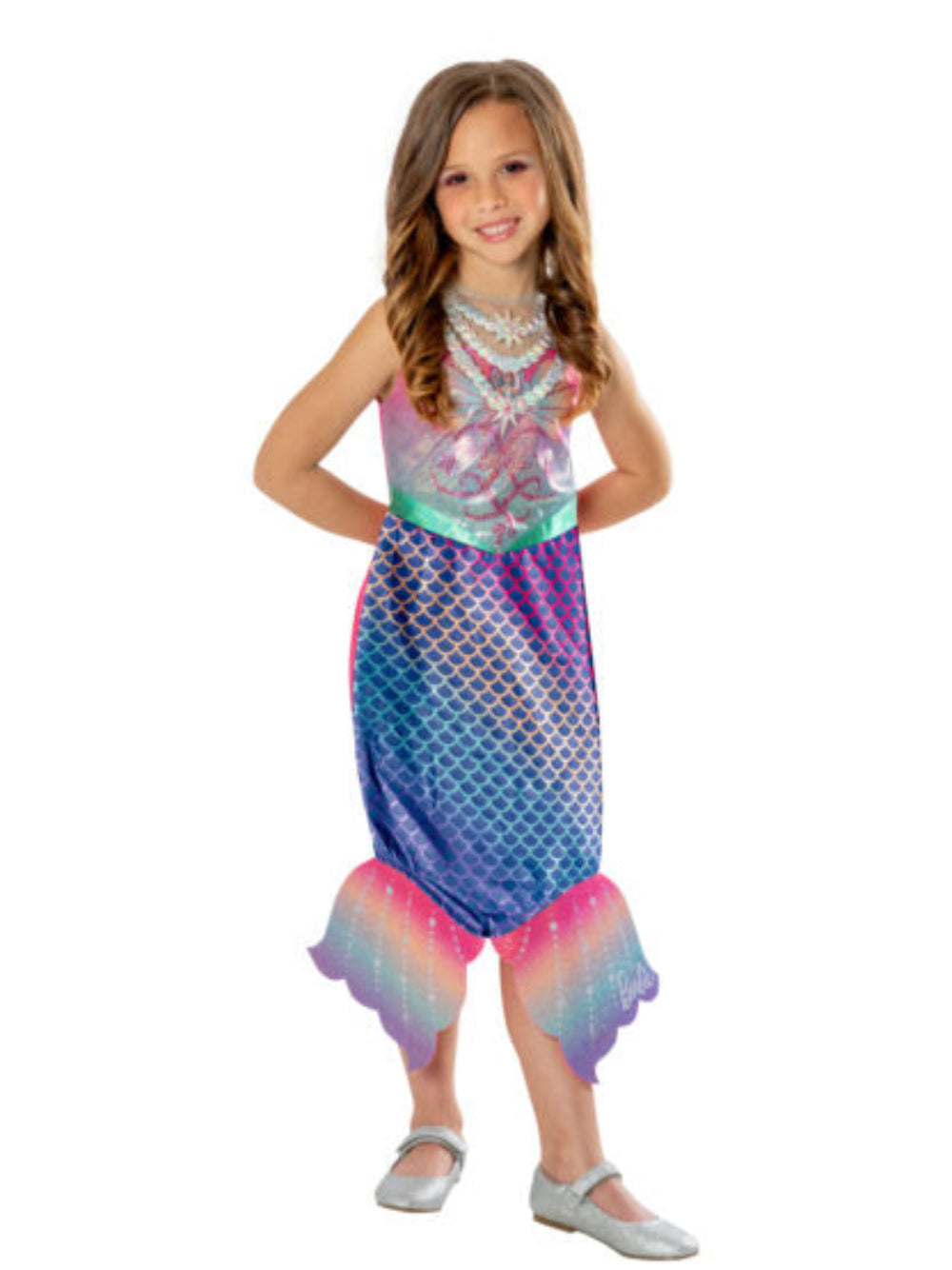 Barbie Colour Change Mermaid Costume for Kids – Official Licensed Dress with UV Reactive Scales