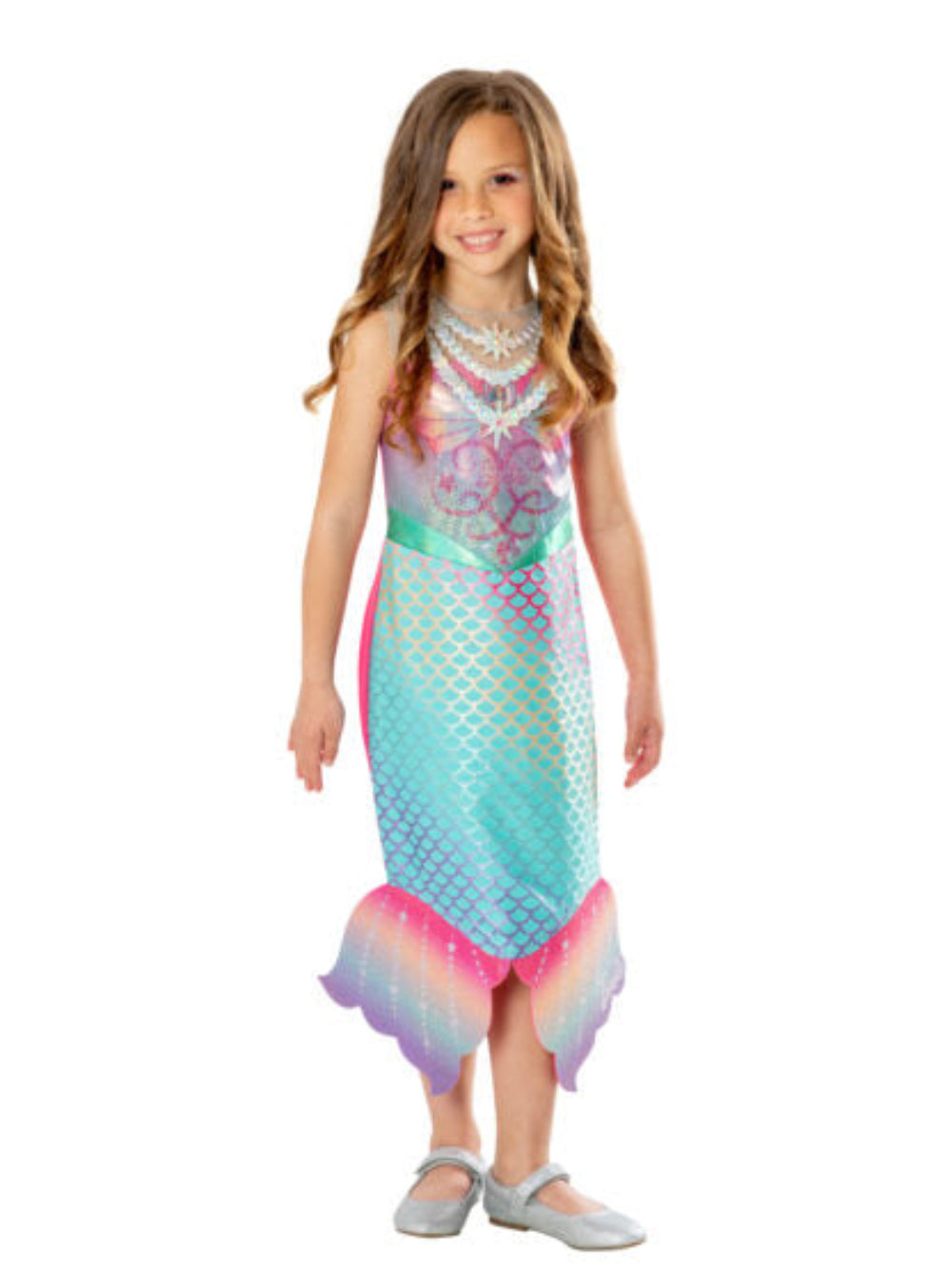 Barbie Colour Change Mermaid Costume for Kids – Official Licensed Dress with UV Reactive Scales