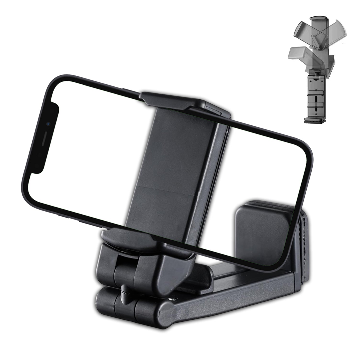 Urbanoki Airplane Phone Holder Mount 360° Rotation Stand for Travel Desk - Black