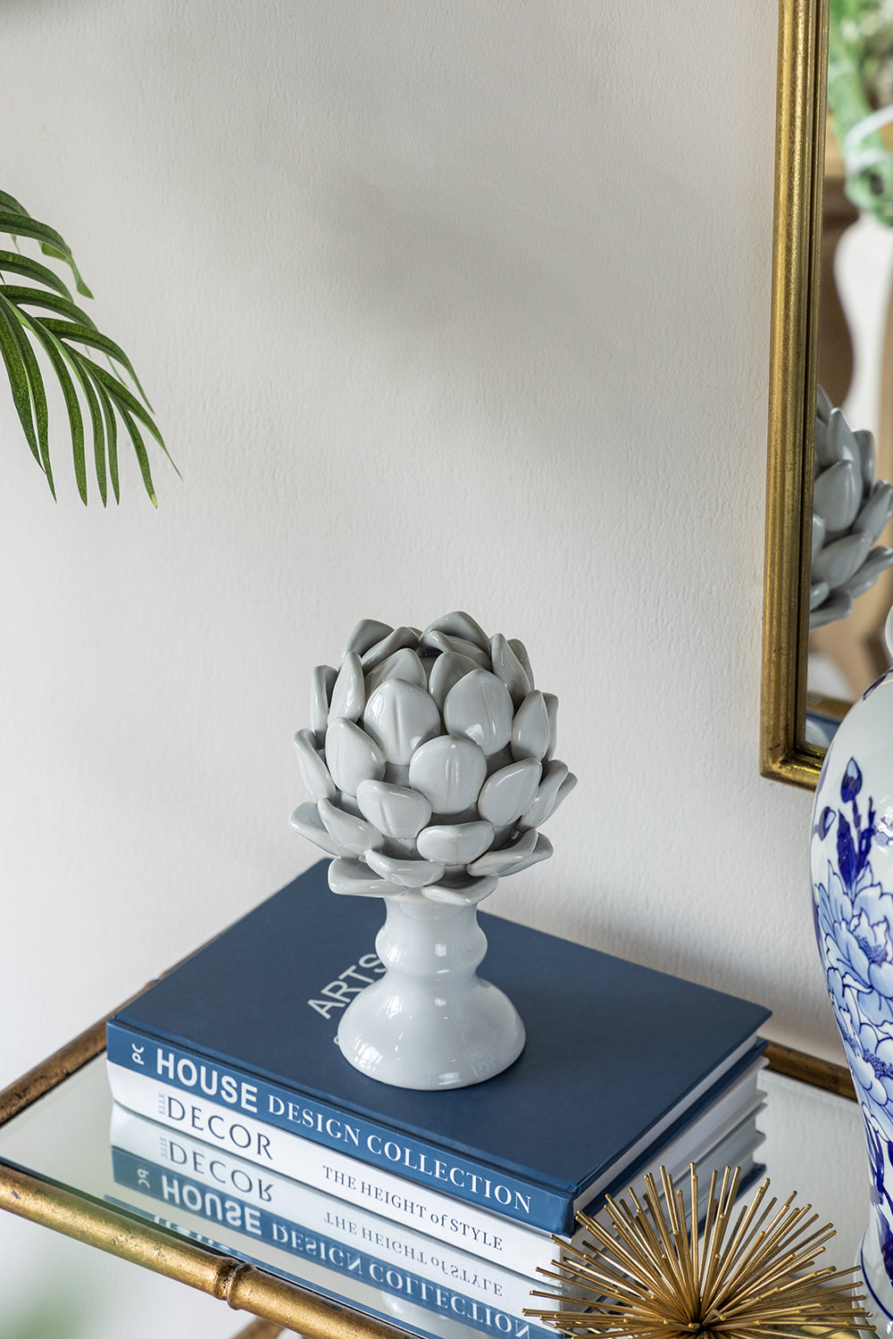 Artichoke Small Finial White Ceramic Decorative Accent for Home Décor