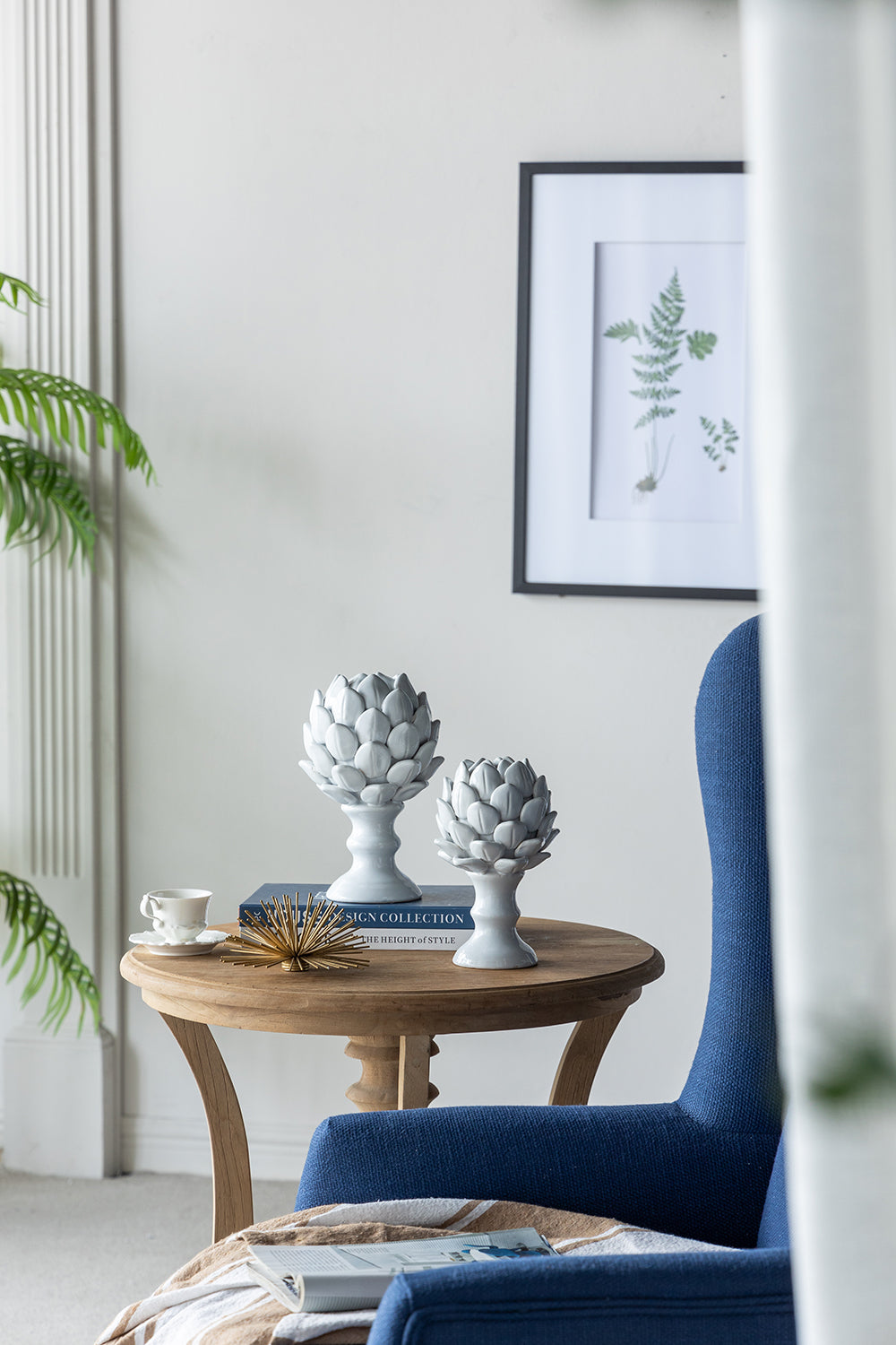 Artichoke Small Finial White Ceramic Decorative Accent for Home Décor