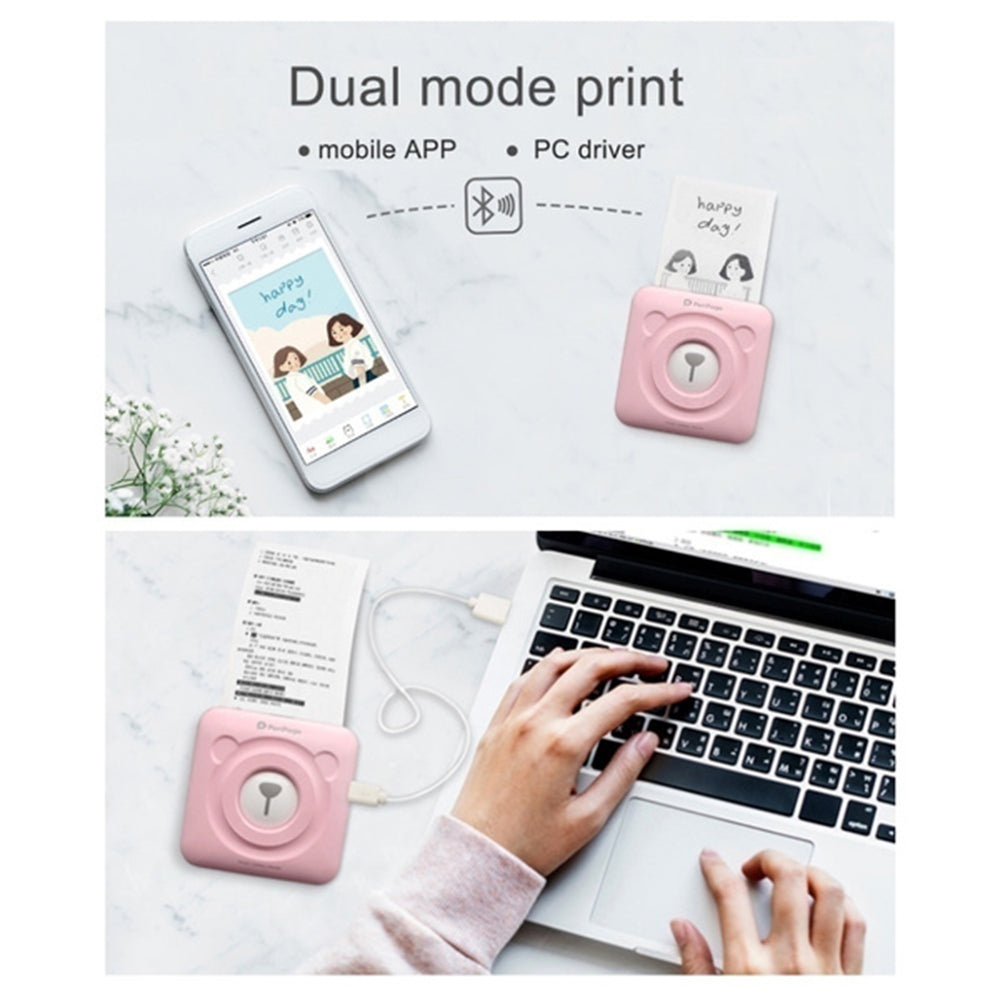 Mini Pocket Thermal Paper Photo Printer with Paper- USB Rechargeable