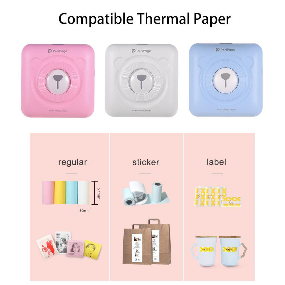 Instant Printing Mini Pocket Kid's Thermal Paper Photo Printer- USB Charging