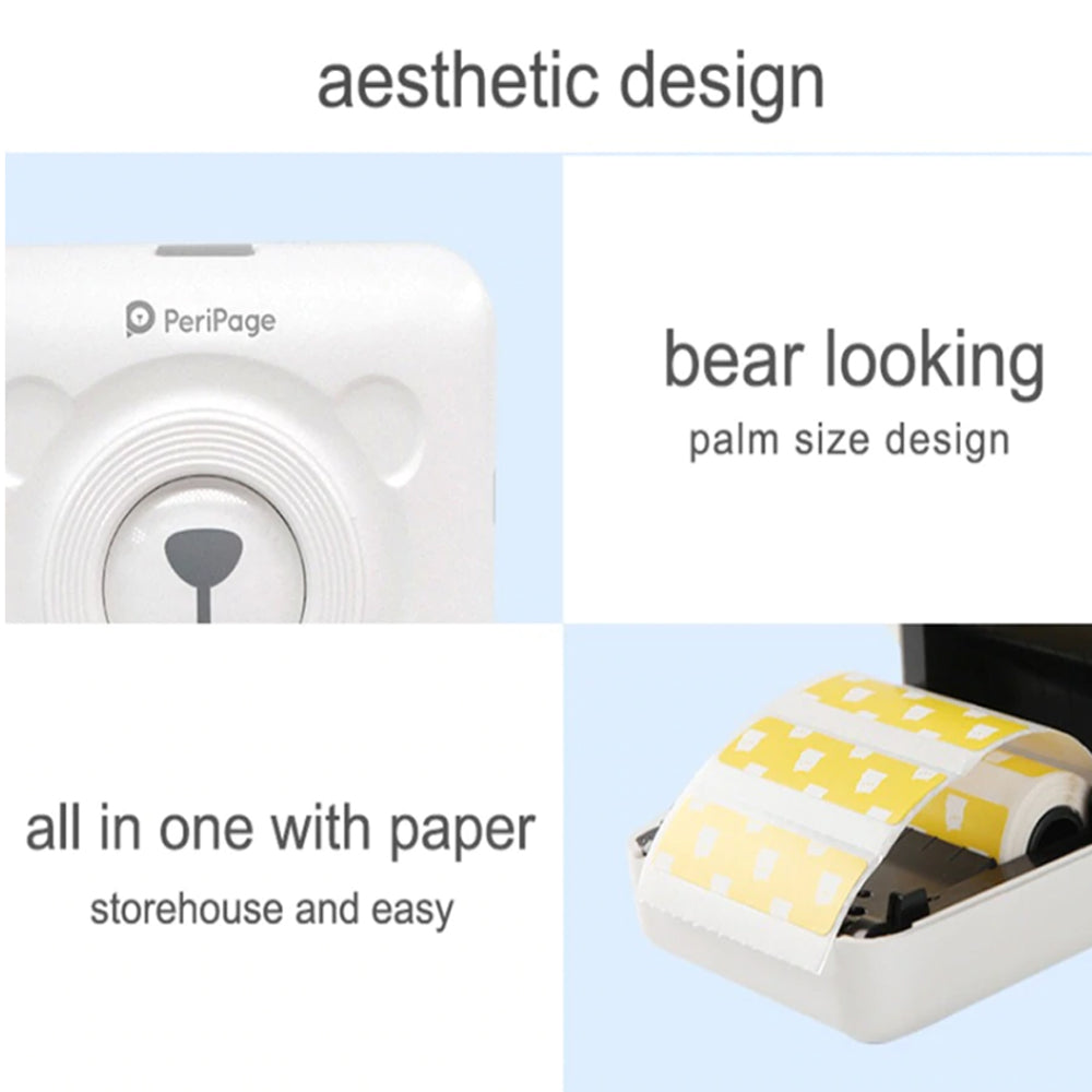 Instant Printing Mini Pocket Kid's Thermal Paper Photo Printer- USB Charging