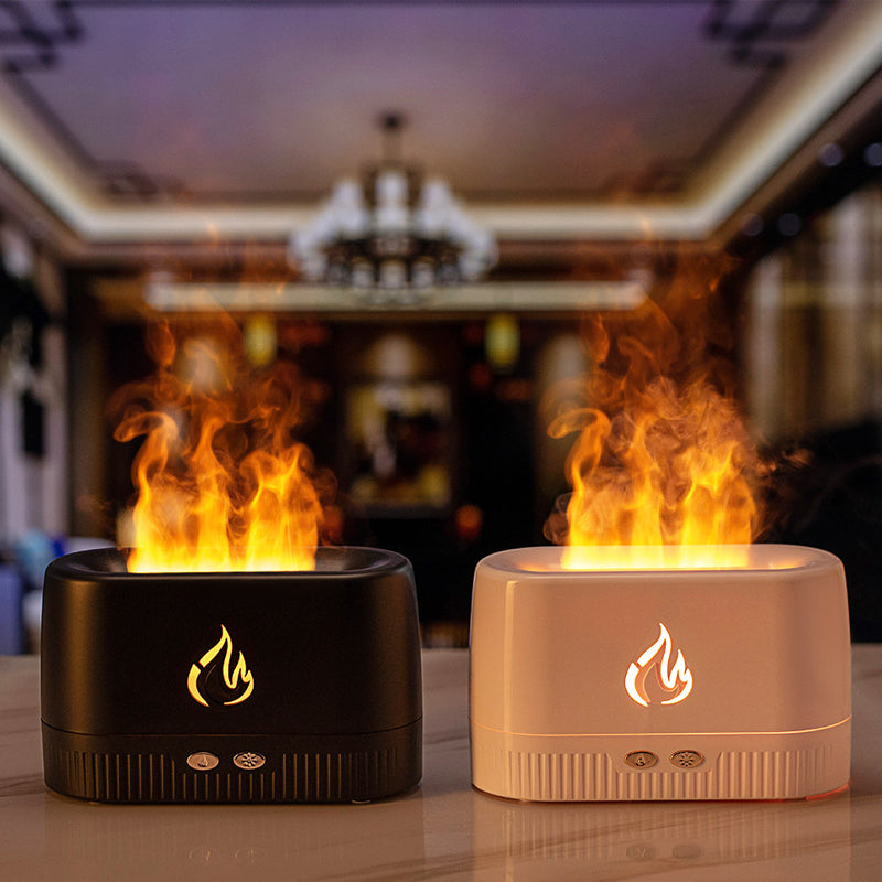 Cool Mist Quiet Humidifier with Flame Simulation Night Light-USB Plugged-in