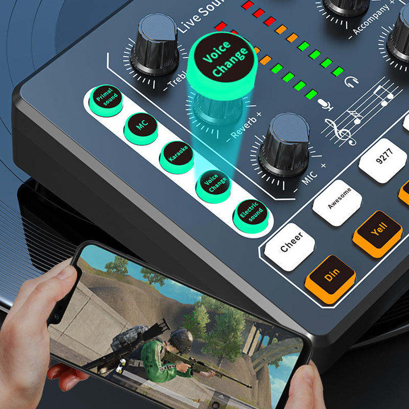 Noise Reduction Sound Card Digital Audio Mixer for Live Streaming-TypeC Rechargeable