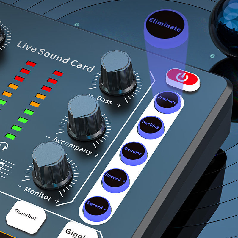 Noise Reduction Sound Card Digital Audio Mixer for Live Streaming-TypeC Rechargeable