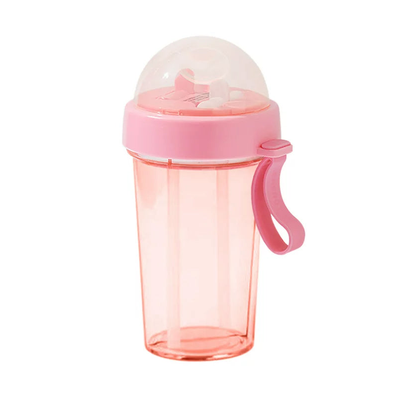 Dual Beverage Separate Straws Leak-Resistant Innovative Water Bottle