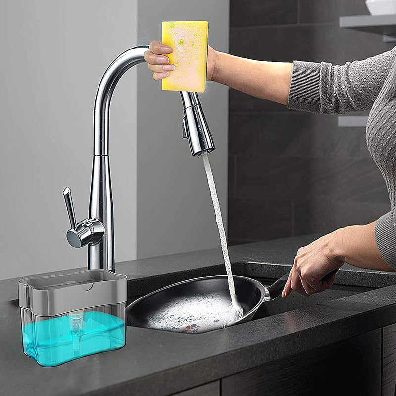 Soap Dispenser Instant Refill Dishwashing Soap Pump and Sponge Holder