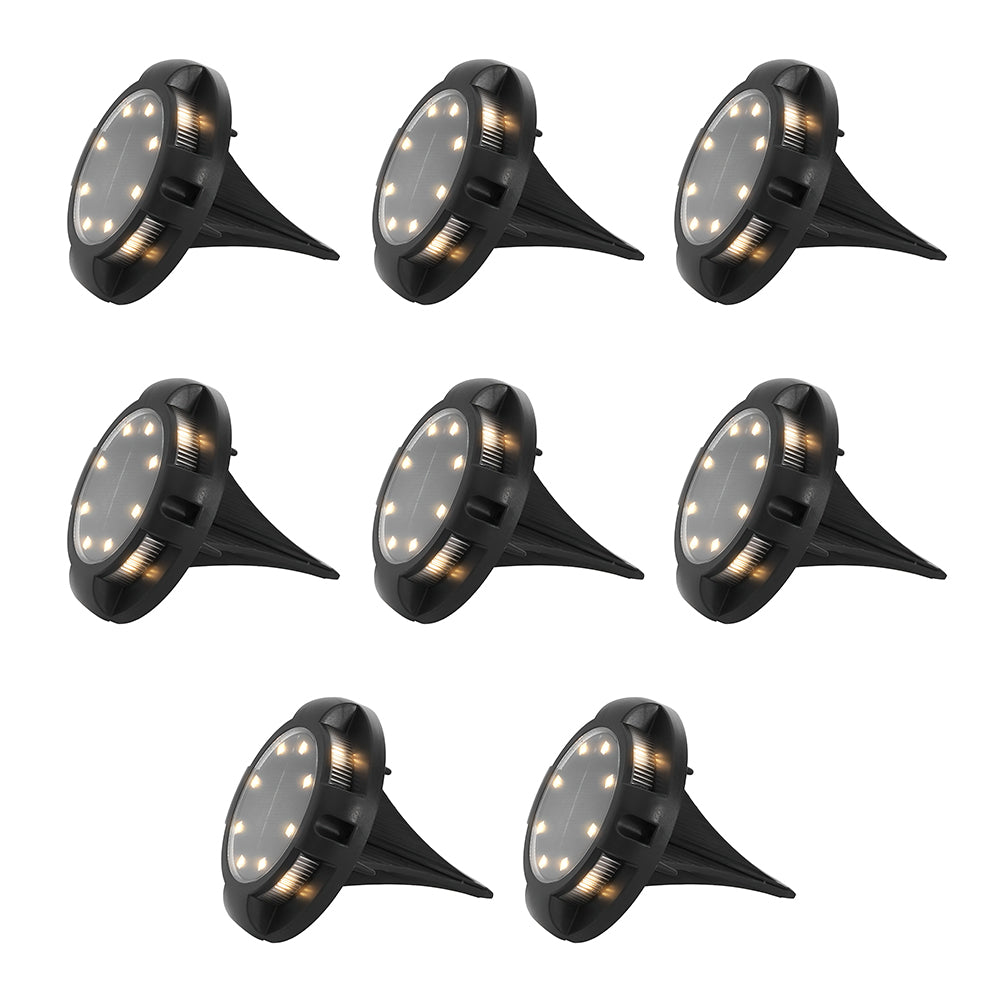 LUMIRO 8 Pack Solar Ground Lights Outdoor Walkway Lights -Warm Glow