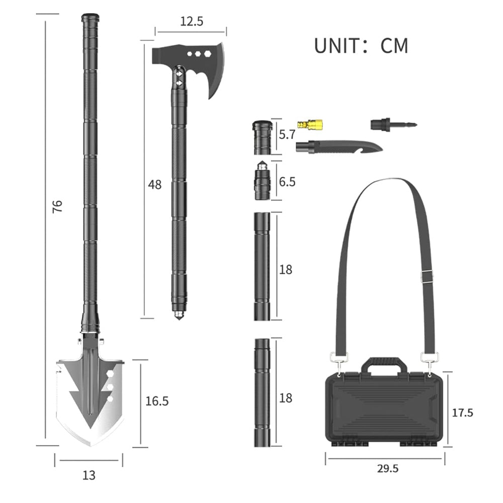 HYPERANGER Multifunctional Shovel Tactical Outdoor Survival Emergency Camping Gear