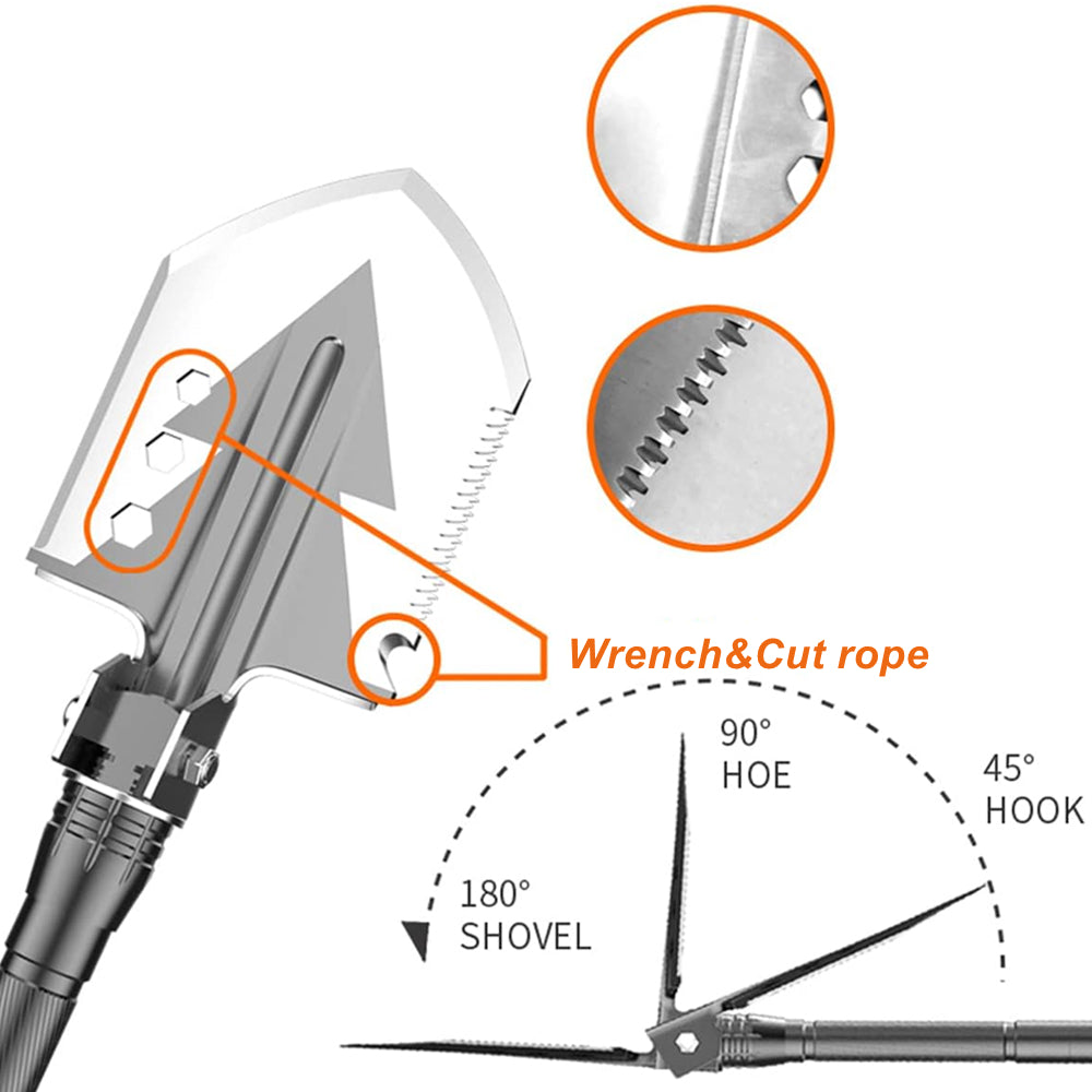 HYPERANGER Multifunctional Shovel Tactical Outdoor Survival Emergency Camping Gear