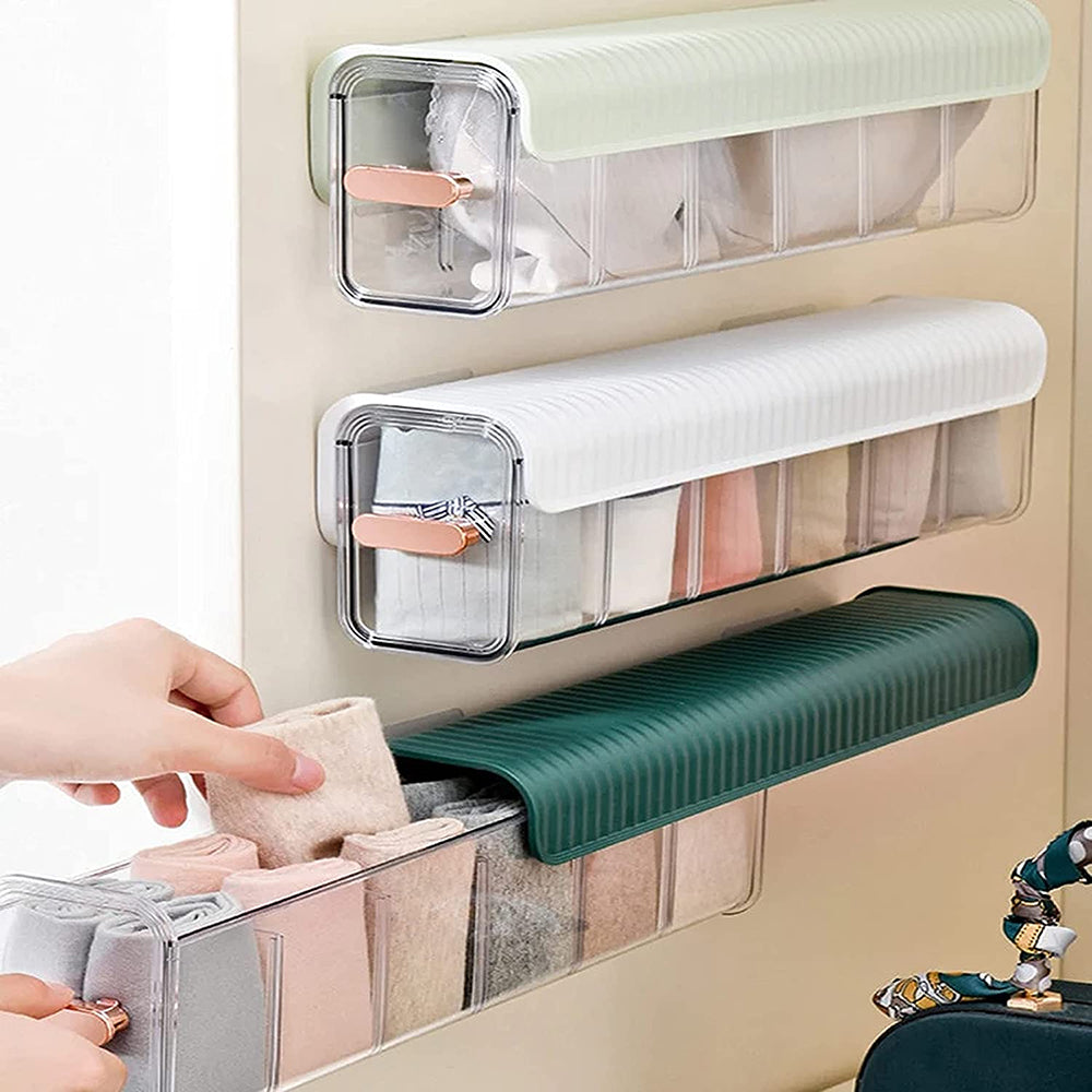 6-Cell Wall Mounted Socks and Underwear Drawer Organizer Efficient Storage Solution