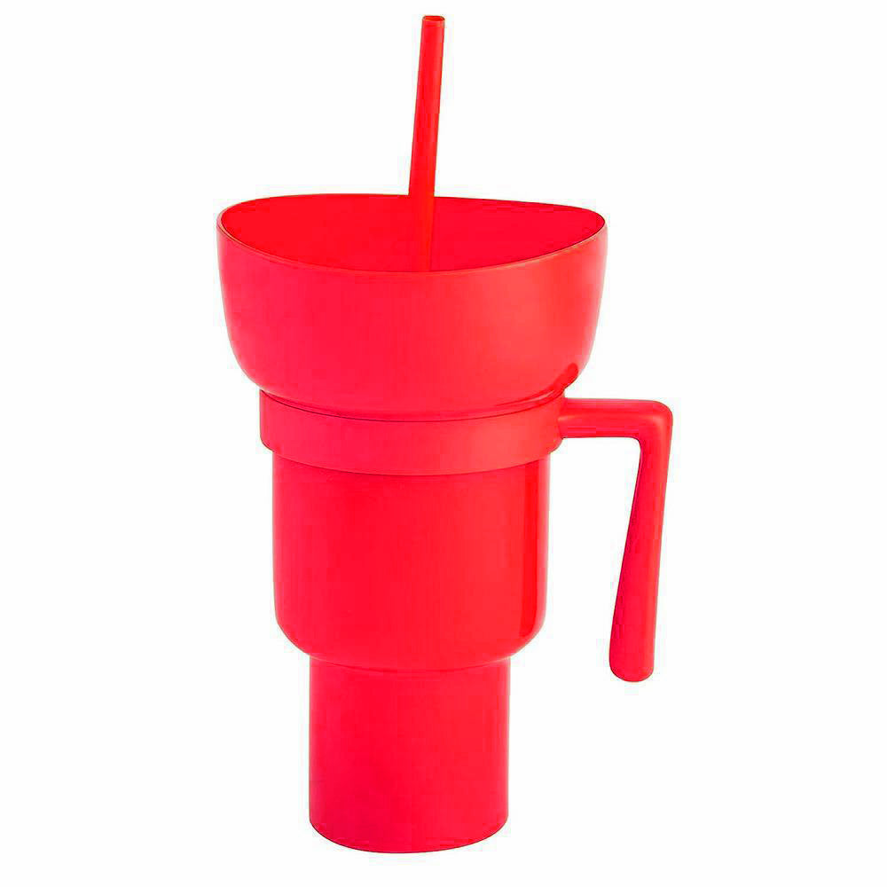 Snack and Sip Stadium Hand Cup Reusable Leakproof Snacking Bowl