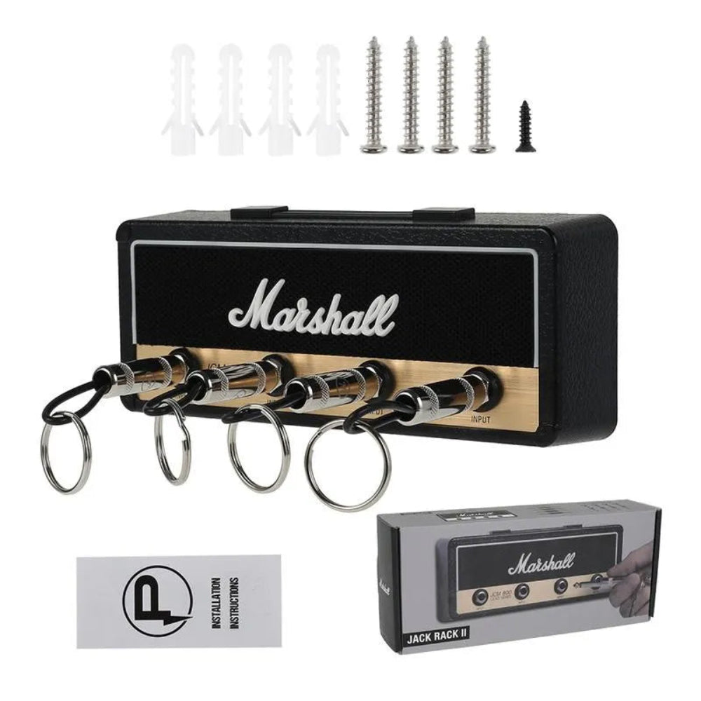 4 Slots Retro Theme Guitar Amplifier Plug Wall Mounted Key Holder Set