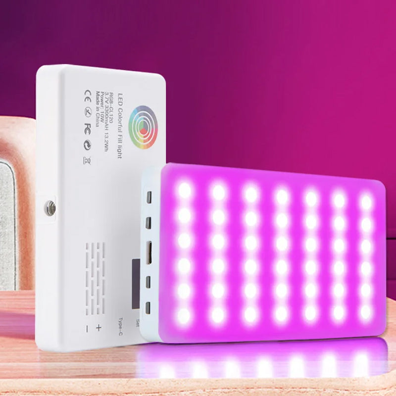 RGB LED Video Light Photography Fill Camera Lighting Panel- USB Rechargeable