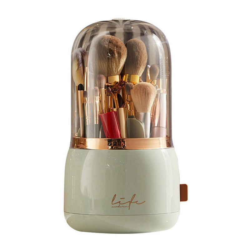 360° Rotating Compartment Dustproof Makeup Brushes Storage Organizer