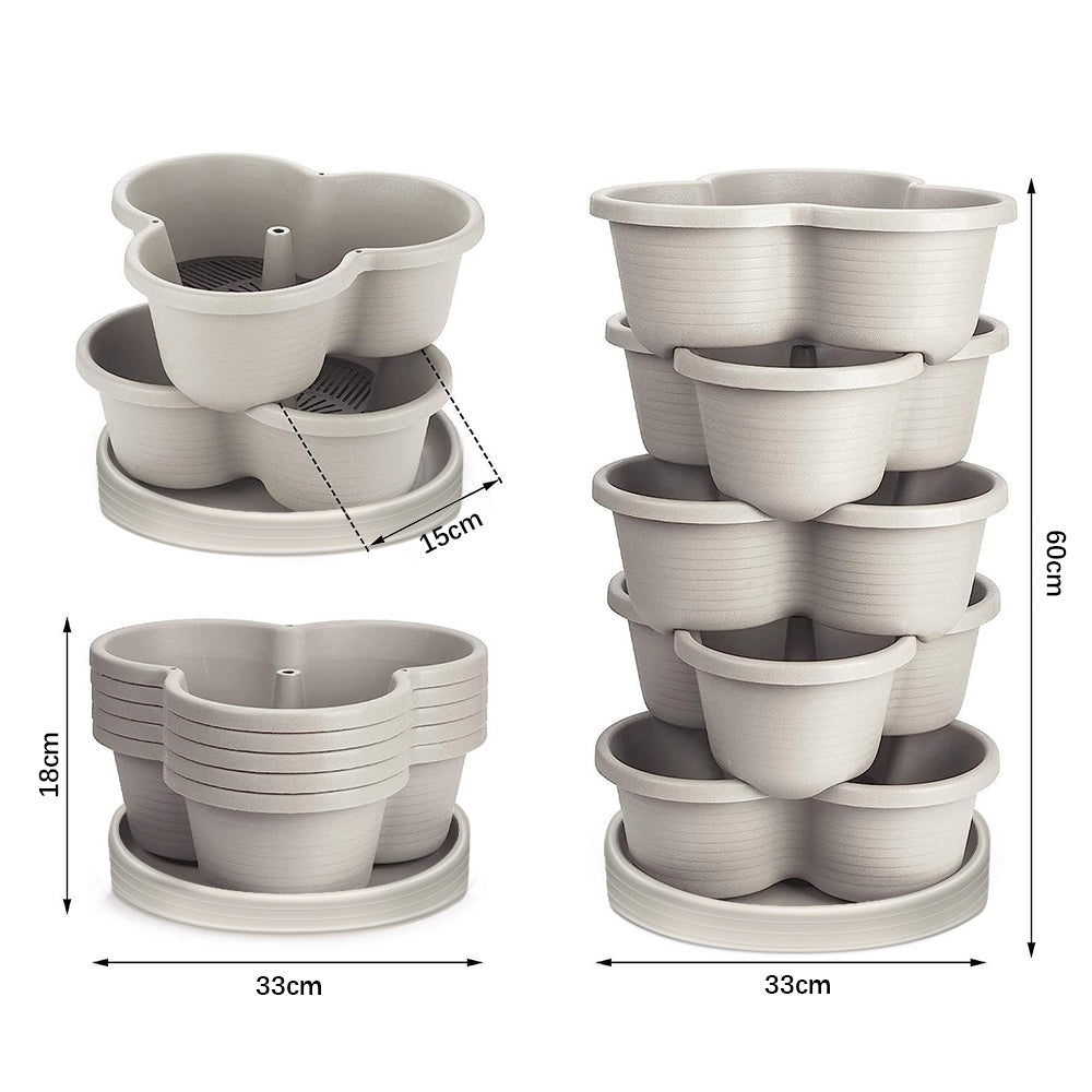 GREENHAVEN 5-Tier Stackable Vertical Garden Planter Pots - Space-Saving Planting Solution