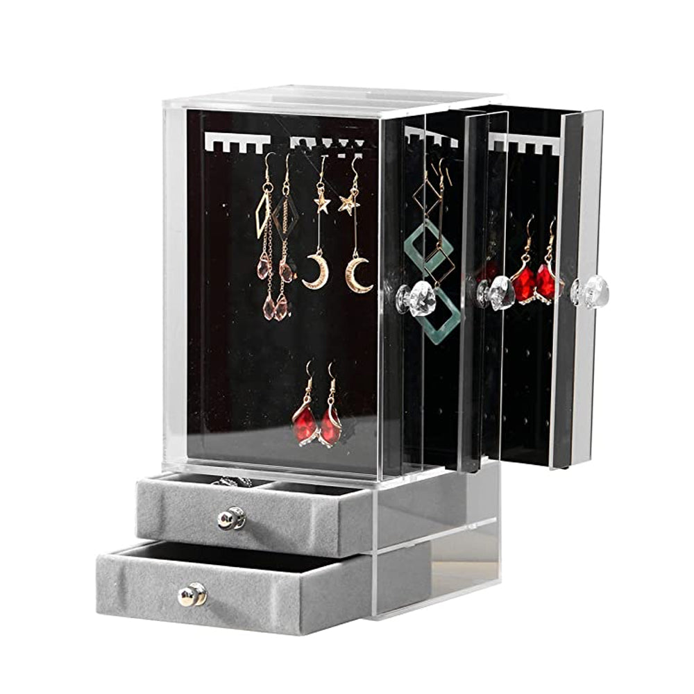 Acrylic Jewelry Storage Box Portable Dustproof Full Clear Display
