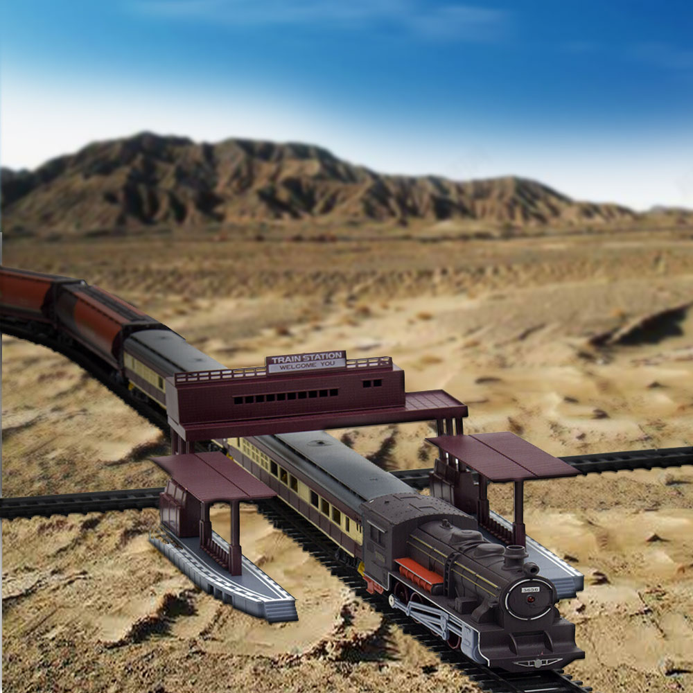 Electric Large Classic Train Set RAIL Vehicle Kids Toy Track-Battery Operated