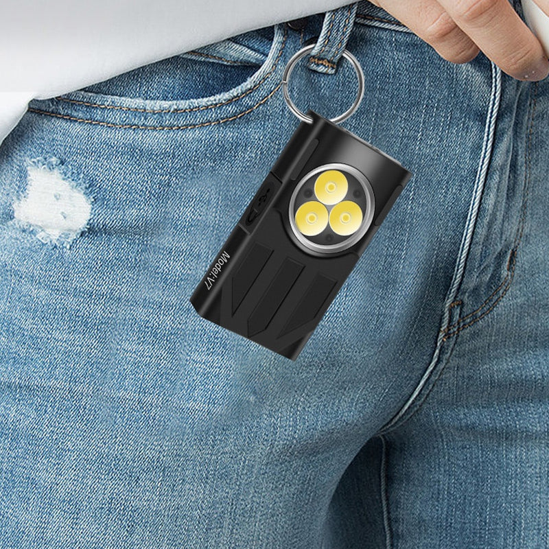 Waterproof LED Light Keychain Torch Lamp Flashlight  USB Rechargeable