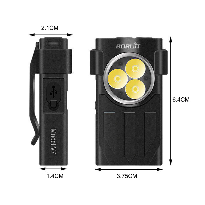 Waterproof LED Light Keychain Torch Lamp Flashlight  USB Rechargeable