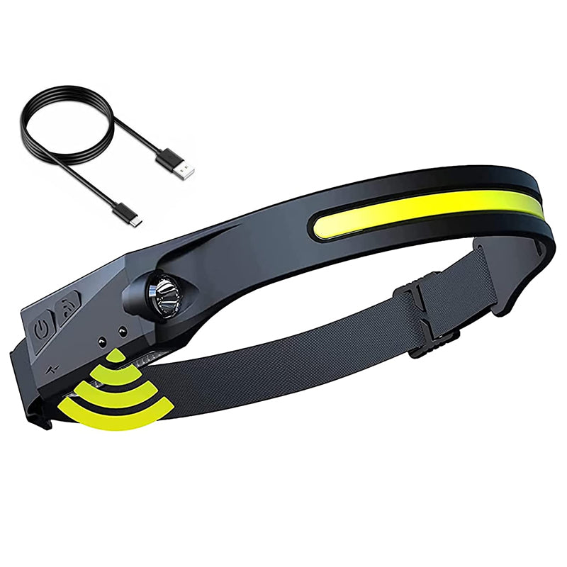 COB LED Sensor Headlamp with 5 Lighting Modes- USB Rechargeable
