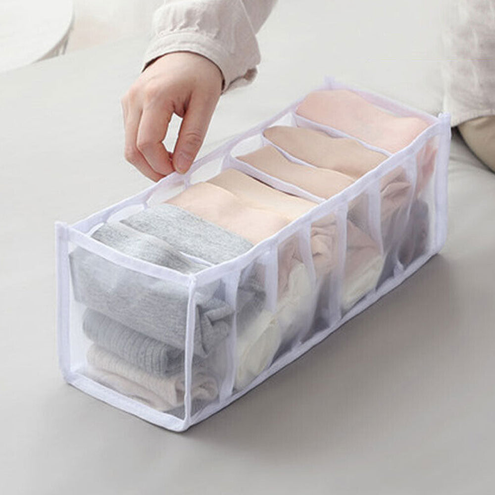 7 Grids Mesh Foldable Clothes Storage and Drawer Organizer