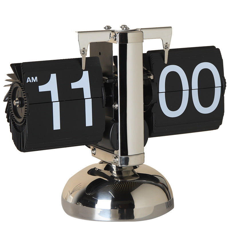 Automatic Page Turner Mechanical Desktop Vintage Clock- Battery Powered