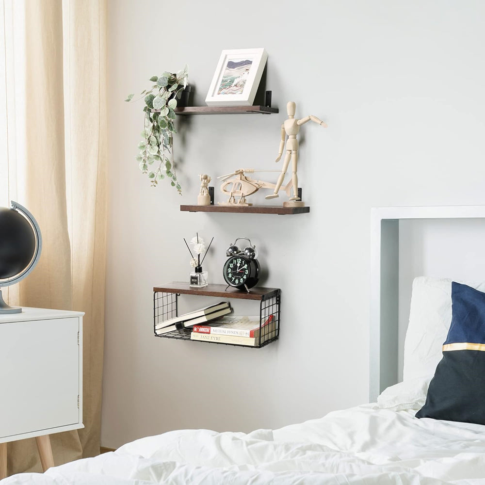 STORFEX Wall Organizer With Basket - Stylish And Space-Saving Wall Mounted Shelves