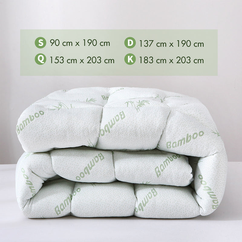 Thick and Breathable Natural Bamboo Mattress Topper Soft Quilted Bed Protector