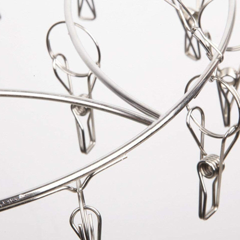 30 Pegs Thickened Stainless Steel Underwear Sock Hanger Laundry Airer Dryer Rack