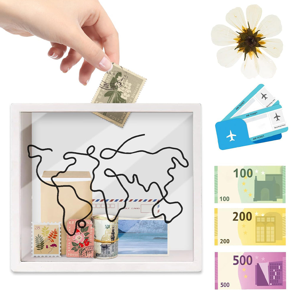 Adventure Archive Box Wood Frame Travel Tickets Keepsakes Storage Frame
