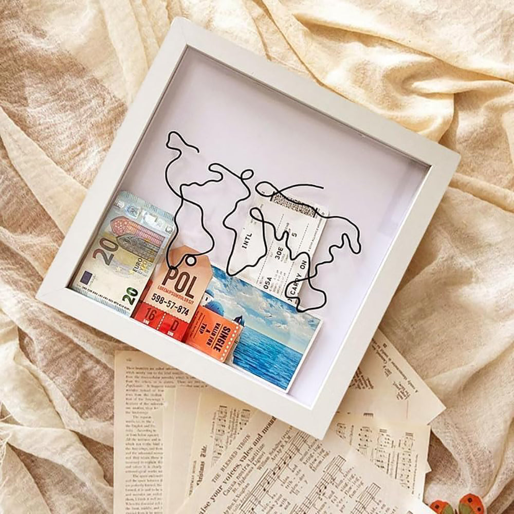 Adventure Archive Box Wood Frame Travel Tickets Keepsakes Storage Frame