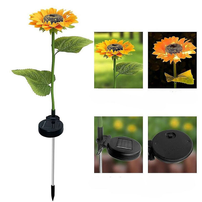 Waterproof LED Solar Sunflower Stake Lights for Garden Déco