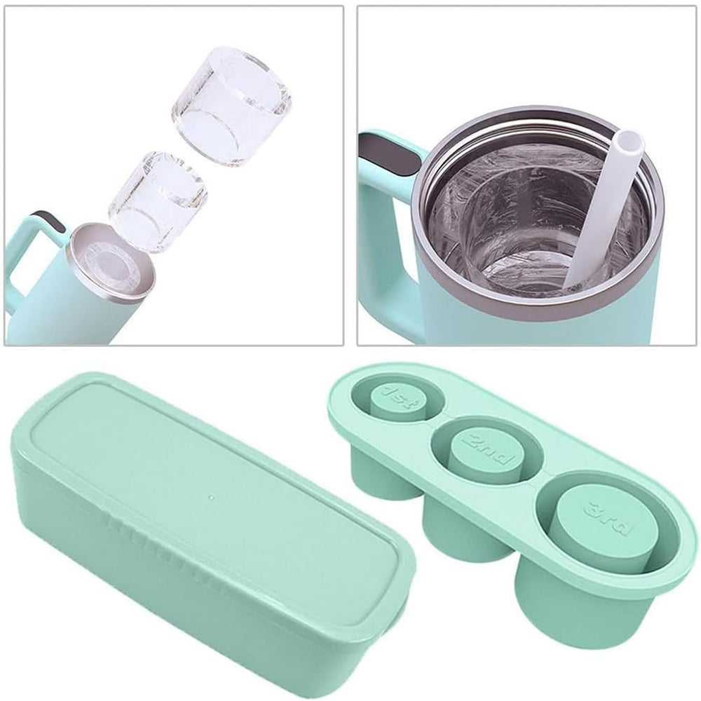 3 Grid Silicon Ice Cube Tray with Lid for 20-40 oz Stanley Cup