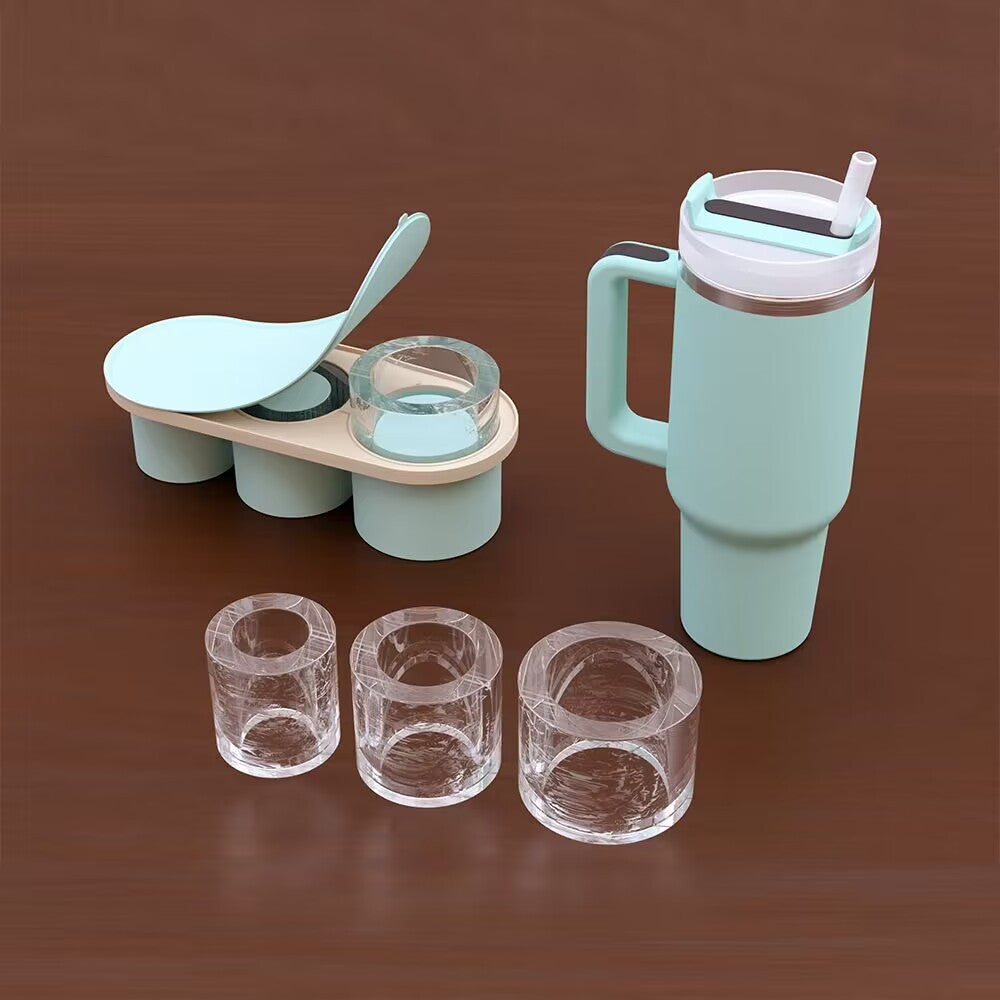 3 Grid Silicon Ice Cube Tray with Lid for 20-40 oz Stanley Cup