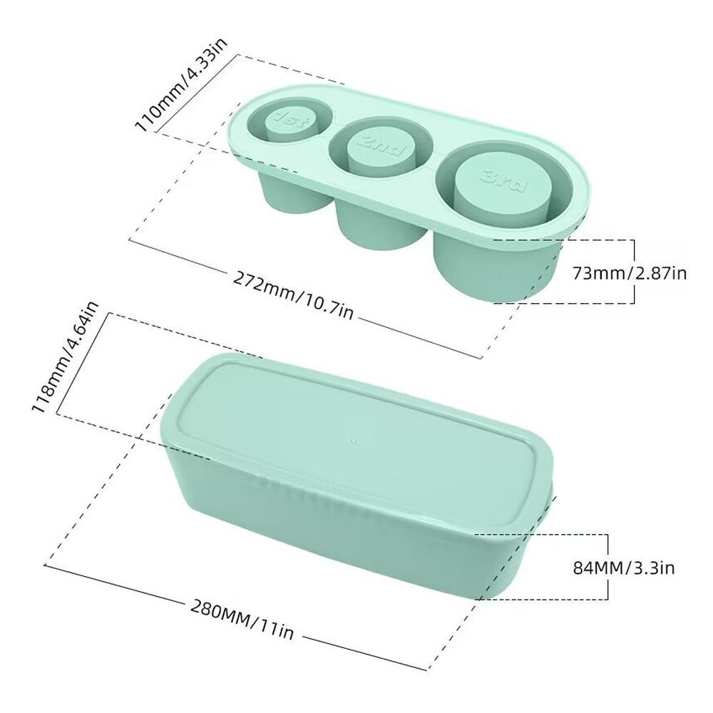 3 Grid Silicon Ice Cube Tray with Lid for 20-40 oz Stanley Cup