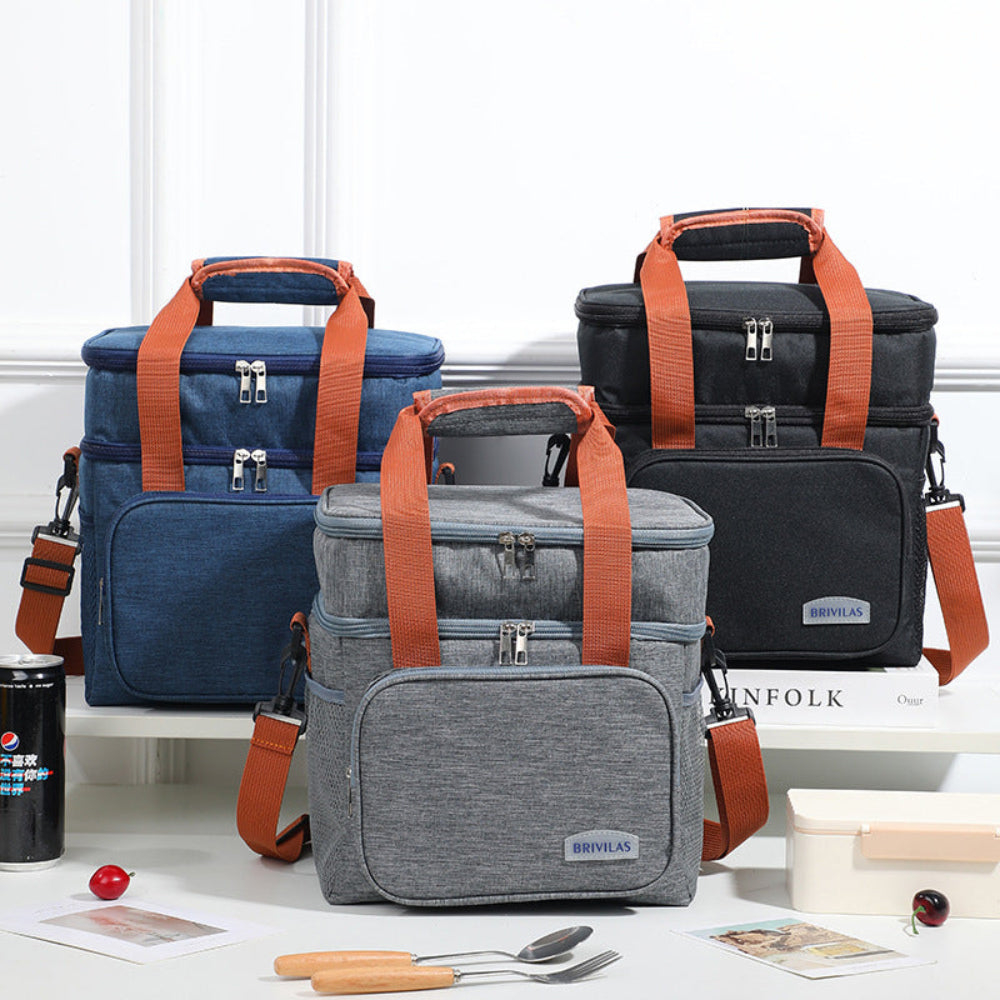 Large Capacity Double Layer Crosbody Lunch Bags