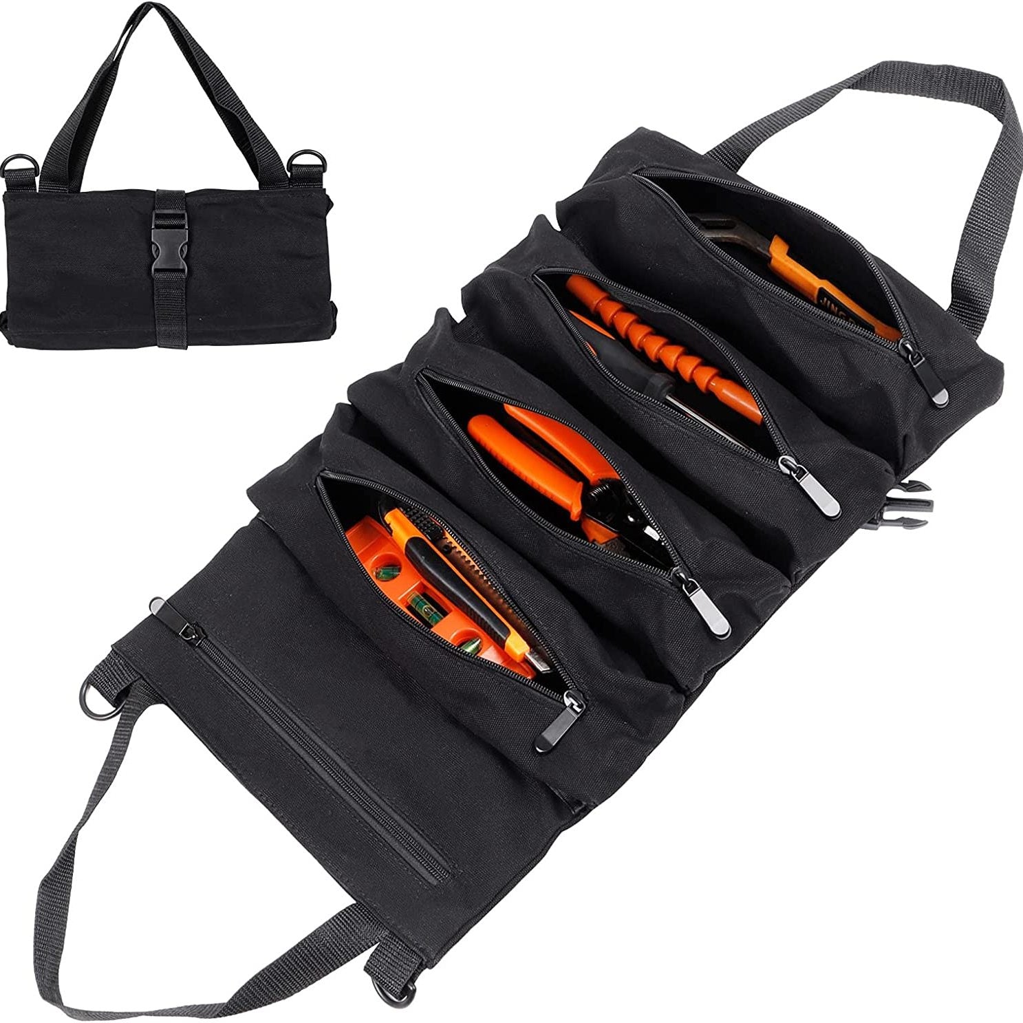 Canvas Tool Organizer Car First Aid Kit Wrap Roll Storage Case