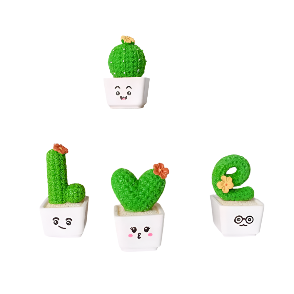 4pcs Resin Succulent Cactus Mini Green Plant Car Crafts