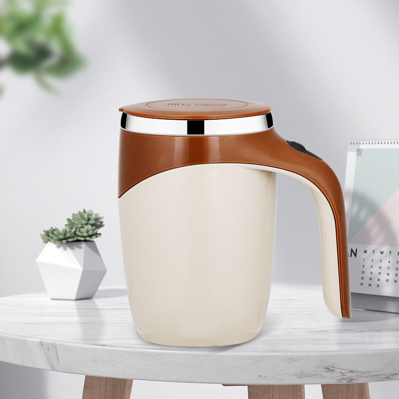 Electric Stainless Steel Rotating Stirring Cup Coffee Mug - Rechargeable