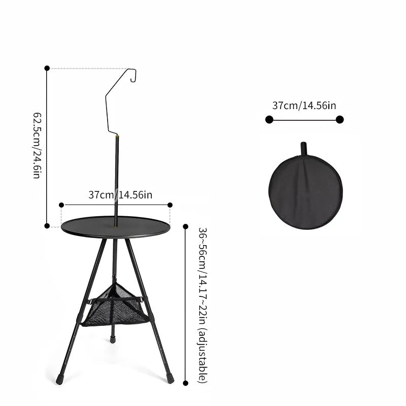 Ultralight Portable Folding Camping Round Table with Optional Light Stand
