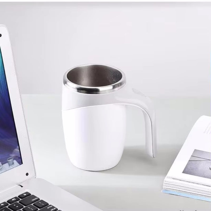 Electric Stainless Steel Rotating Stirring Cup Coffee Mug - Rechargeable