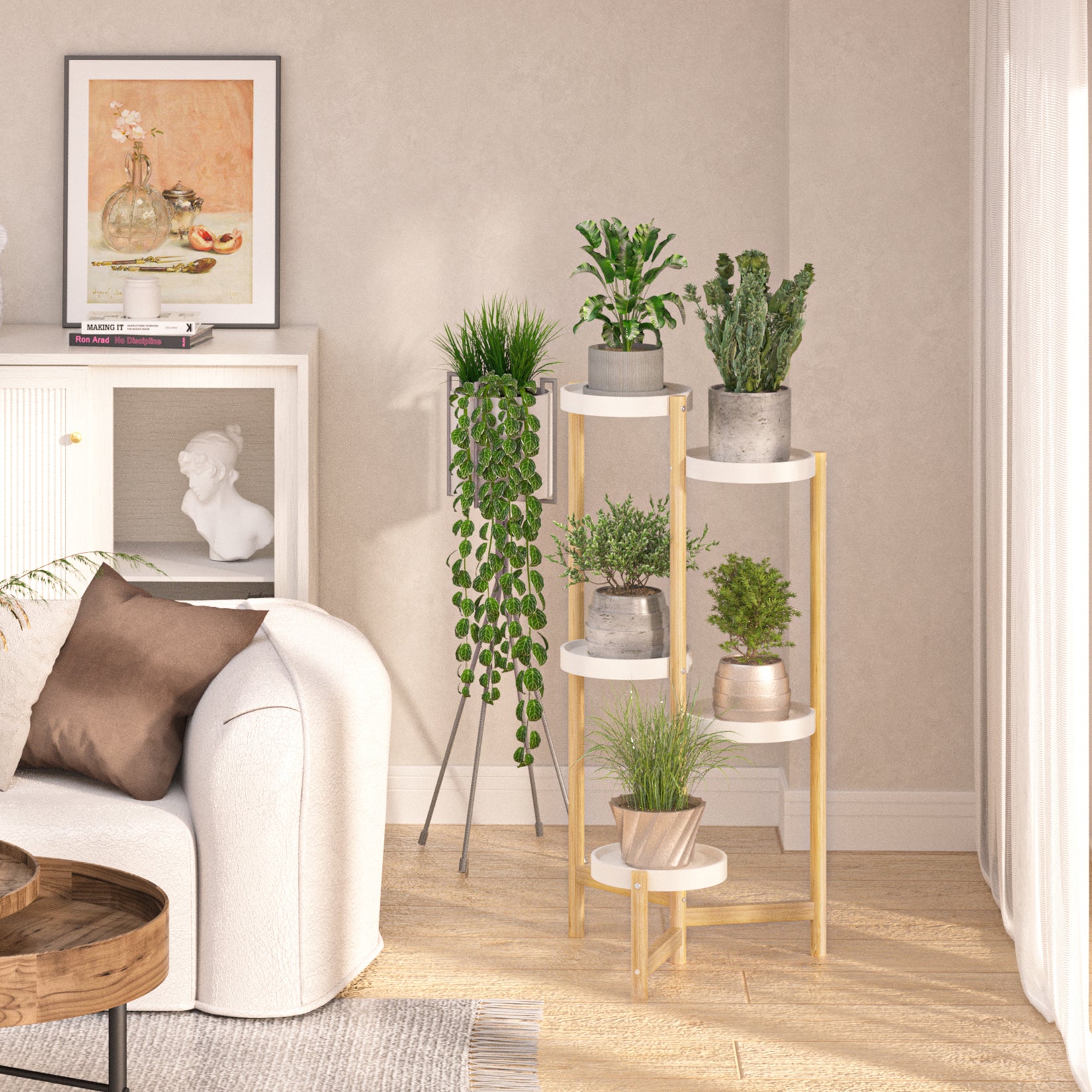 5 Tier Tall Corner Plant Stand Holder and Display Rack
