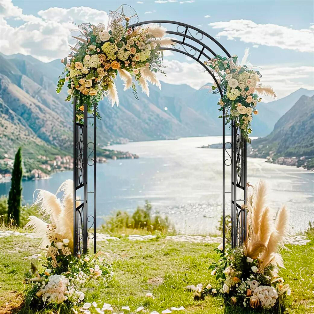 Garden Arches Outdoor Black Metal Arbor for Climbing Plants
