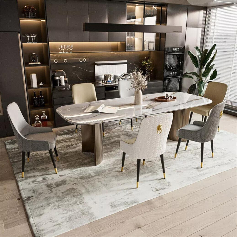 Stylish PU Leather Dining Chairs with Metal Legs