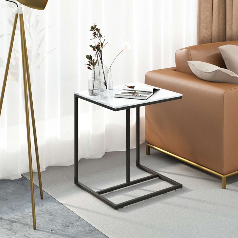 Marble C-Shaped Sofa Side Table