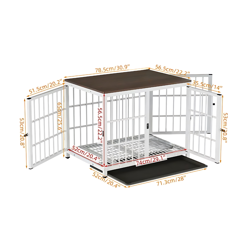 3-Door Dog Furniture Style Dog Crate End Table Pet Kennel with Removable Tray