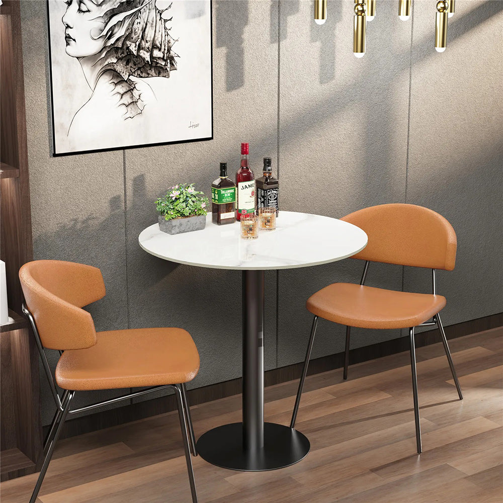 High Bistro Pub Table Round Bar Metal Base Sintered Stone Top Table